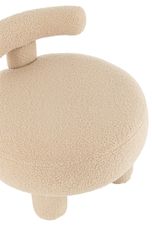J-Line kruk Rond met Rugleuning Bouclé - textiel - beige - vtwonen shop