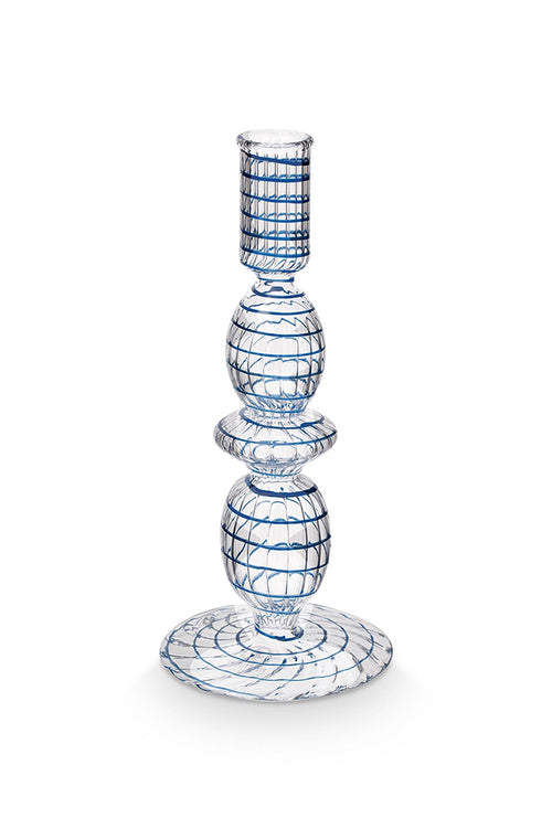 Pip Studio Kandelaar Swirl - Glas - Donkerblauw - 20cm