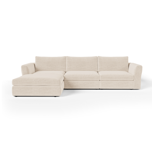 Sia Home - Modulaire hoekbank NEST - Zacht aanvoelende geweven stof - Beige - 301cm