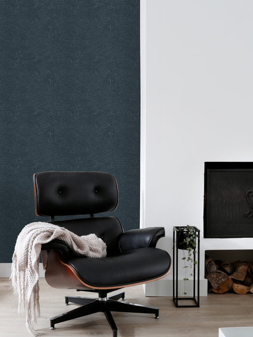 ESTAhome behang 3d golvende lijnen donkerblauw - 53 cm x 10.05 m - 139665 - vtwonen shop