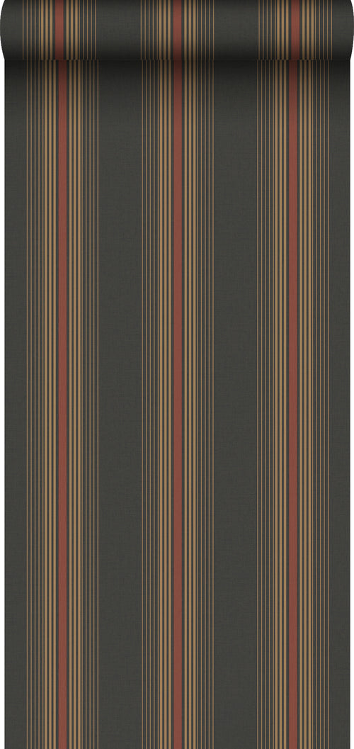 Sanders & Sanders behang strepen vergrijsd olijfgroen - 53 cm x 10 m - 640542