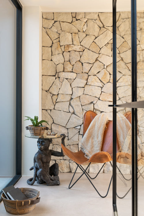 J-Line loungestoel voor binnen - leer/metaal - cognac - vtwonen shop