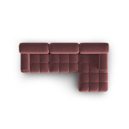 Cosmopolitan Design - Modulaire hoekbank rechts Cortina 4-zits, flueel roze - 155x282x70cm