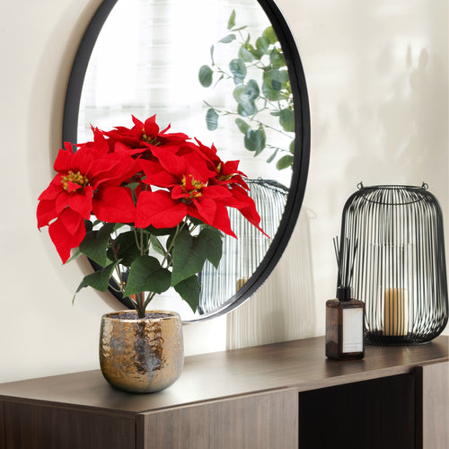 Maxifleur Kerstster Poinsettia kunstplant 40cm in kweekpot