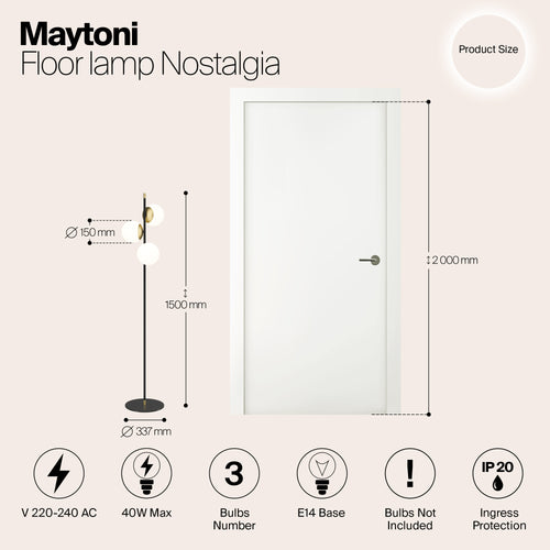 Maytoni - Vloerlamp Nostalgia - Goud - Ø37,7 - vtwonen shop
