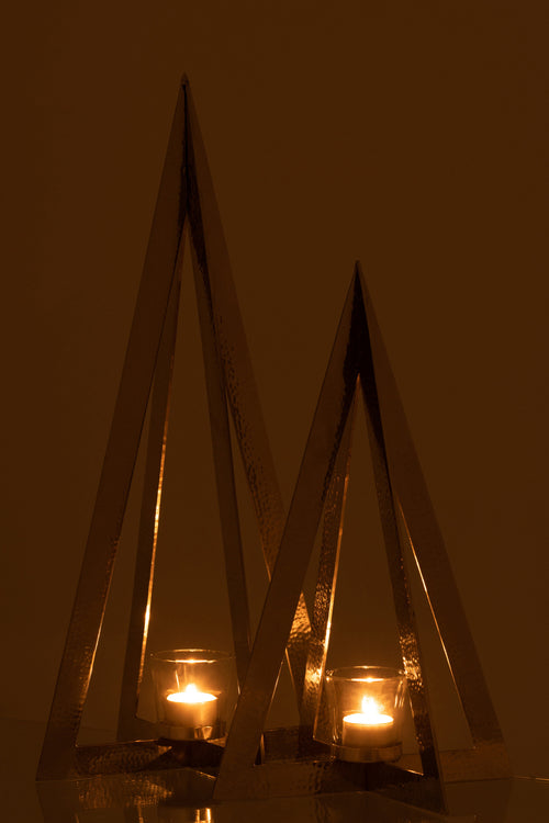 J-Line theelichthouder Boom - metaal/glas - zilver - large - vtwonen shop