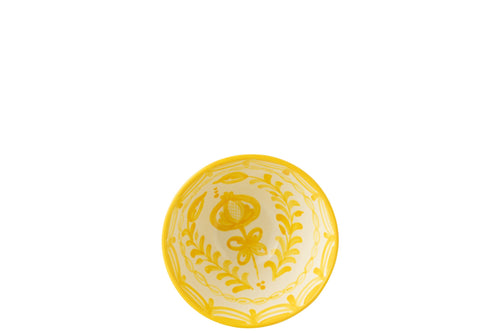 J-Line kom Granada High - keramiek - wit/geel - medium - Ø 22 cm