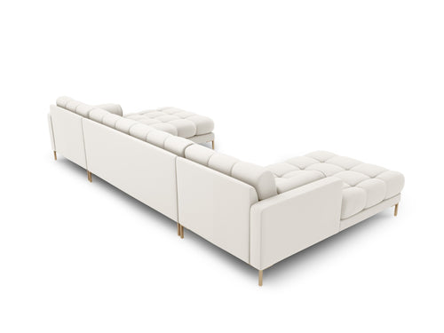 Cosmopolitan Design Panoramische bank Bali 7-zits, structurele stof, lichtbeige - 185x383x75cm