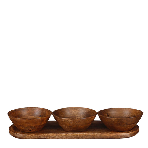 Mica Decorations Tomar Schaaltjes en Dienblad - 200 ml - 100% FSC Mangohout - Donkerbruin - vtwonen shop