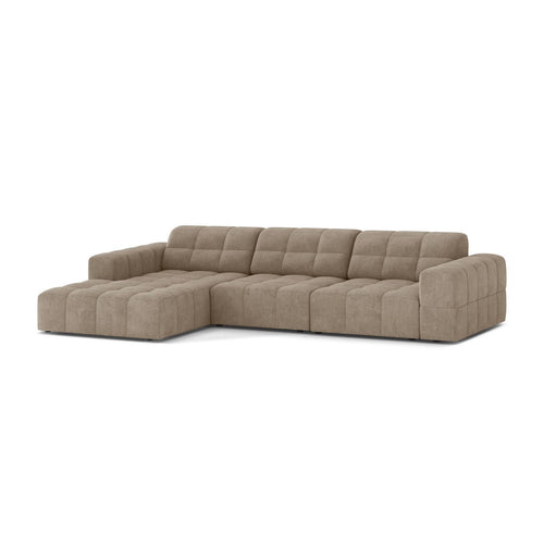 Cosmopolitan Design - Linker hoekbank Chicago 4-zits, chenille donkerbeige - 167x294x78cm