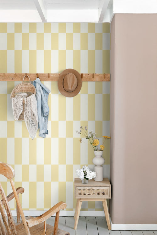 ESTAhome behang strepen pastel geel - 50 x 900 cm - 132150