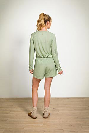 Pip Studio - Bob Pyjama Korte Broek Dames - Thousand Leaves - Lichtgroen - XL - vtwonen shop