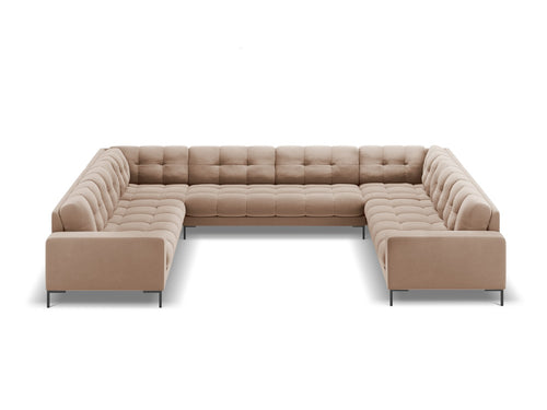 Cosmopolitan Design Panoramische bank Bali 9-zits, flueel, beige - 256x327x75cm