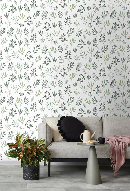 Walls4You behang veldbloemen groen en wit - 53 cm x 10.05 m - 935320 - vtwonen shop