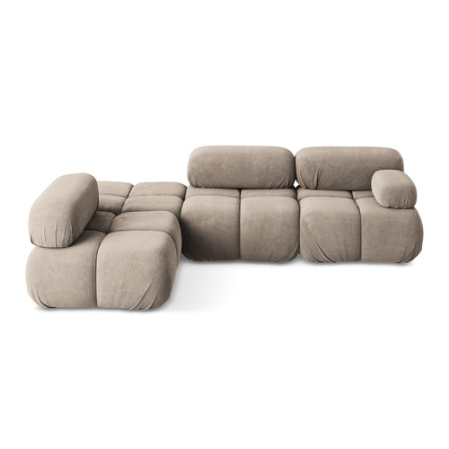 LaMiaSofa hoekbank links Sanremo - chenille stof - donkerbeige - 285x190x70