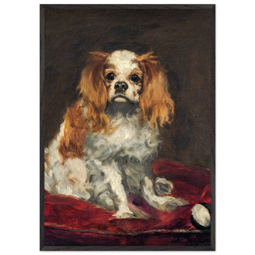 Artfulprints Poster met Lijst Edouard Manet - A King Charles Spaniel   - 70x100 cm - Bruin