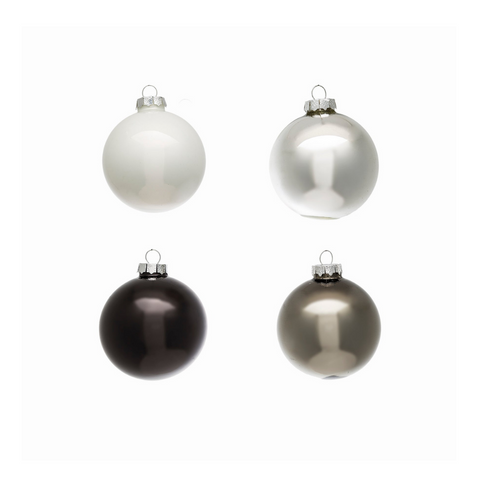 Sia Deco Kerstballen Decoratief - grijs en wit - glas - Set van 12 - D6 - vtwonen shop