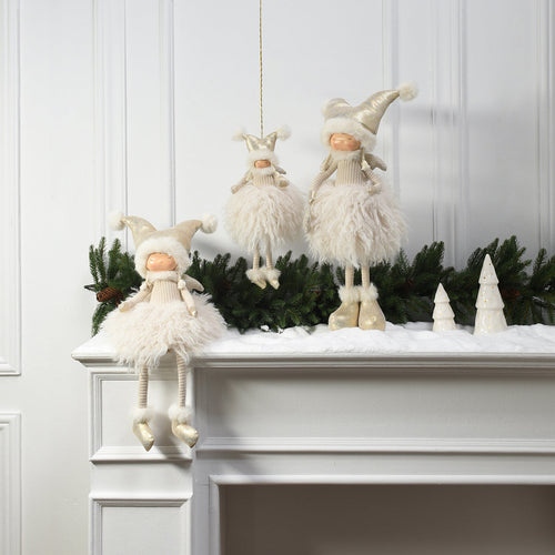 Sia Deco - Kerstfiguurtje Fillette à Asseoir Dreamy - Crème / 63 cm - Crème - Polyester - H63 - vtwonen shop