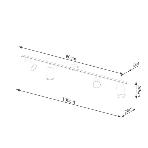 Sollux Lighting Plafondlamp LEMMI 4L wit - 100x24x20cm