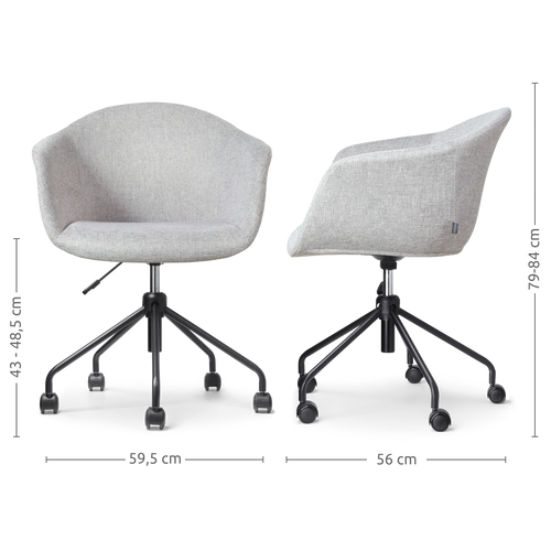 Nolon Nout-Otis Bureaustoel Lichtgrijs - Armleuningen - Zwart - vtwonen shop