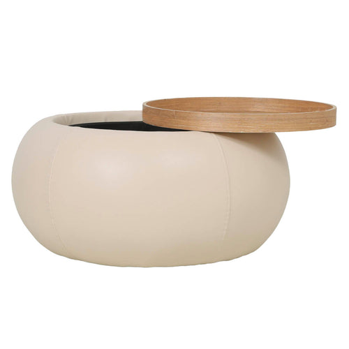 DÉJA Living Salontafel Draby - Rond Beige/Naturel - Incl. Opbergruimte - 73cm