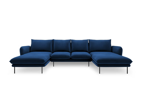 Cosmopolitan Design Panoramische bank Vienna 6-zits, flueel, koningsblauw - 170x350x95cm