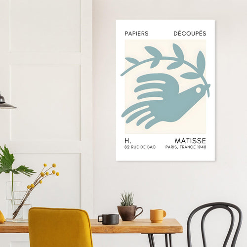 Artfulprints  Matisse – Peace dove turquoise   poster 70x100 cm - vtwonen shop