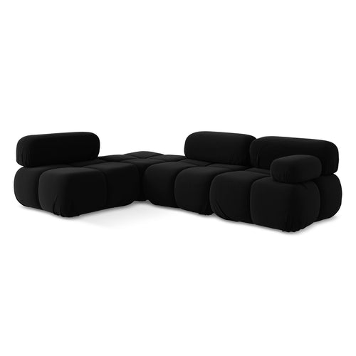 LaMiaSofa hoekbank links Sanremo - velours - zwart - 285x190x70