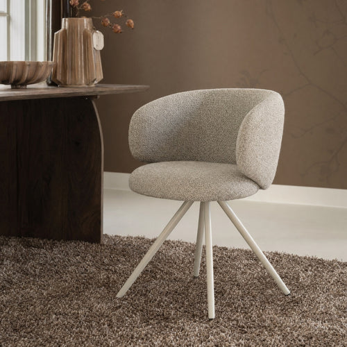 DÉJA Living Eetkamerstoel Sueca - Taupe Stof - Draaibaar - Set van 2