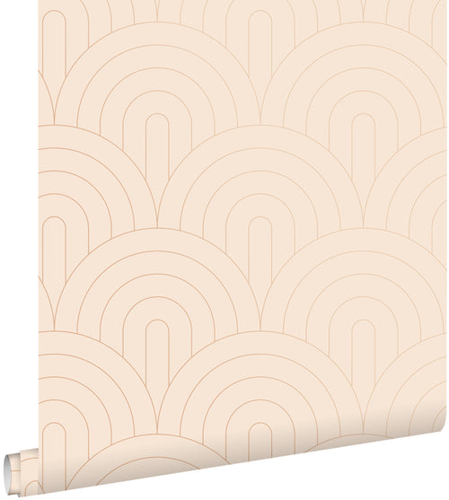 ESTAhome behang art deco bogen licht perzikroze en roségoud - 53 cm x 10.05 m - 139216