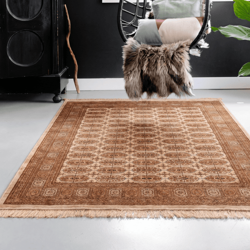 Tier Vintage Perzisch vloerkleed Boshra Bruin/Camel met franjes