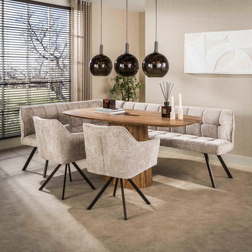 Giga Living Hoekbank Raster - Zand/Bruin Links - 230x150x80cm