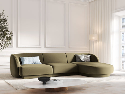 Micadoni rechter hoekbank Miley 4-zits, flueel, groente - 156x255x70cm