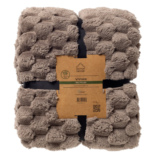 VIVIAN - plaid 150x200 cm - 100% gerecycled polyester - Driftwood - taupe