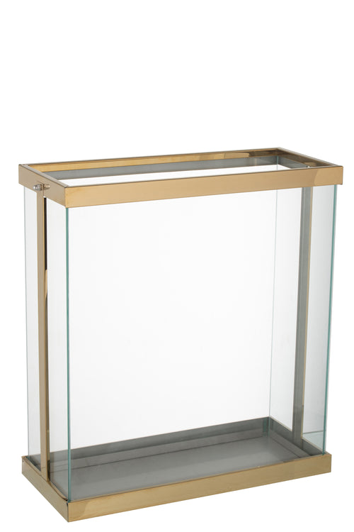 J-Line lantaarn Rechthoekig Enma - ijzer/glas - goud -large