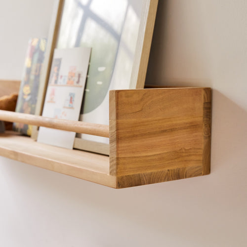 Tikamoon Wandplank voor kinderkamer van massief teakhout 100 cm - Naturel