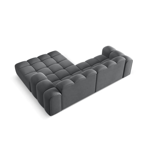 Cosmopolitan Design - Rechter hoekbank Treno 3-zits, flueel grijs - 184x240x70cm
