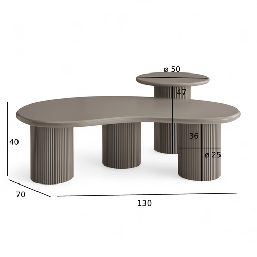 Furnhouse salontafel set Wave - Beige - Ø 50/130 cm