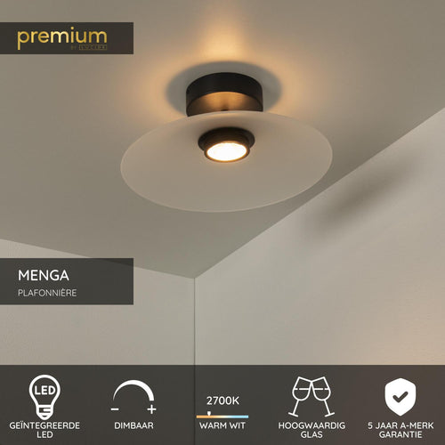Lucide plafonnière MENGA - Geïntegreerde LED - Opaal