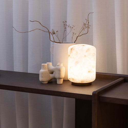 Atmooz tafellamp Halifax - wit - Ø 18 x H 23 cm - geïntegreerde led