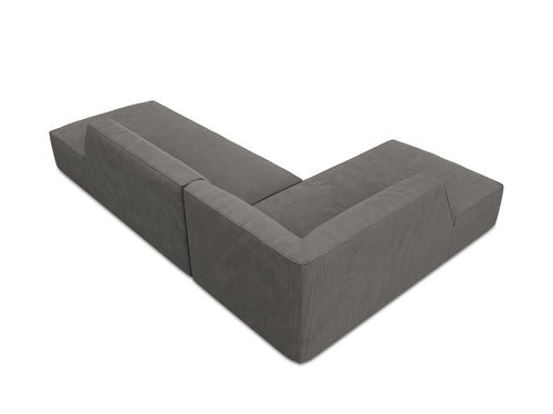 Micadoni - Linker hoekbank "Ruby" 4 zitplaatsen, ribfluwelen, donkergrijs - 180x273x69cm