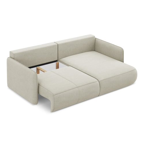 LaMiaSofa hoekbank rechts Palermo - textuurstof - lichtbeige - 207x148x86