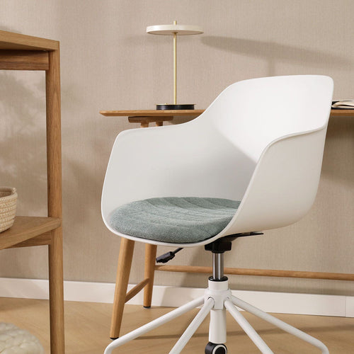 Nolon Nout-Liz Bureaustoel Wit - Zacht Groen Kussen - Wit Onderstel - vtwonen shop