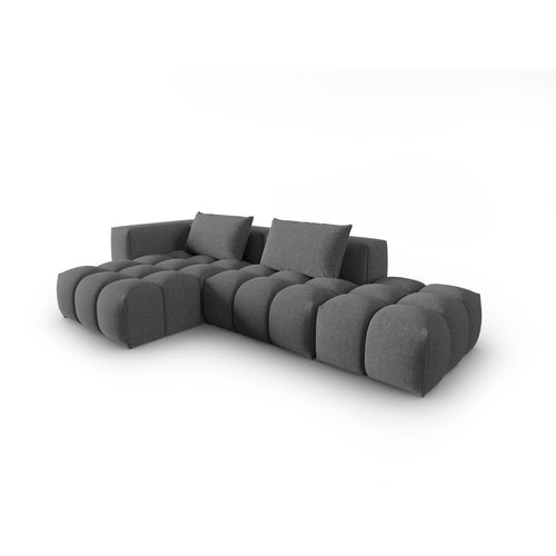 Cosmopolitan Design - Modulaire hoekbank links Verona 4-zits, structurele stof grijs - 145x265x70cm