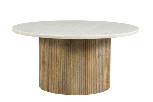 Brix salontafel Nova - mangohout marmer - 70cm - wit