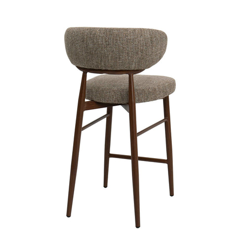 DÉJA Living Barkruk Milan - Taupe/Walnoot - Zithoogte 75cm - Set van 2