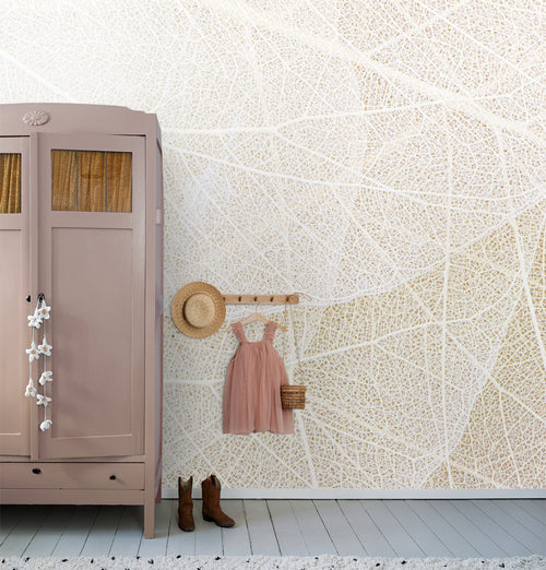 Sanders & Sanders fotobehang bladeren beige en wit - 375 x 270 cm - 600970