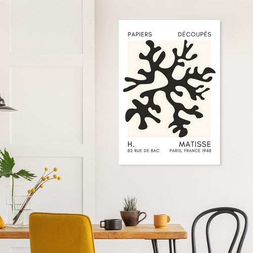 Artfulprints Poster Matisse – Dreamy coral flower black   - A4 21x29.7 cm - Zwart
