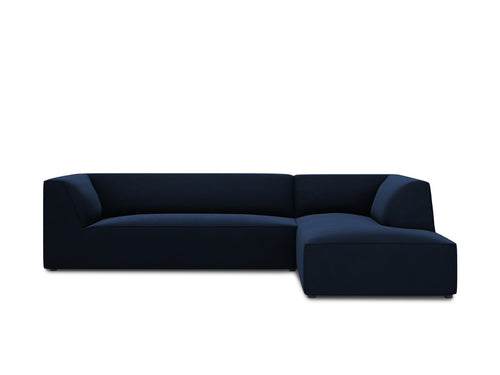 Micadoni rechter hoekbank Ruby 4-zits, flueel, koningsblauw - 180x273x69cm