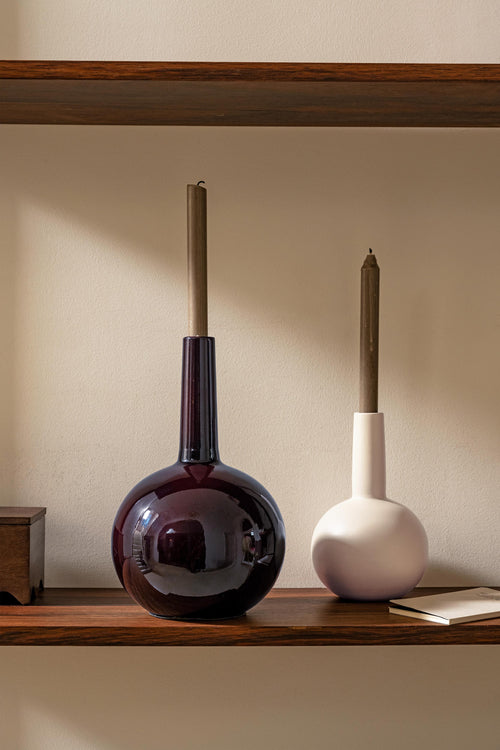 vtwonen Kandelaar - Metaal - Burgundy - 17x28cm - vtwonen shop